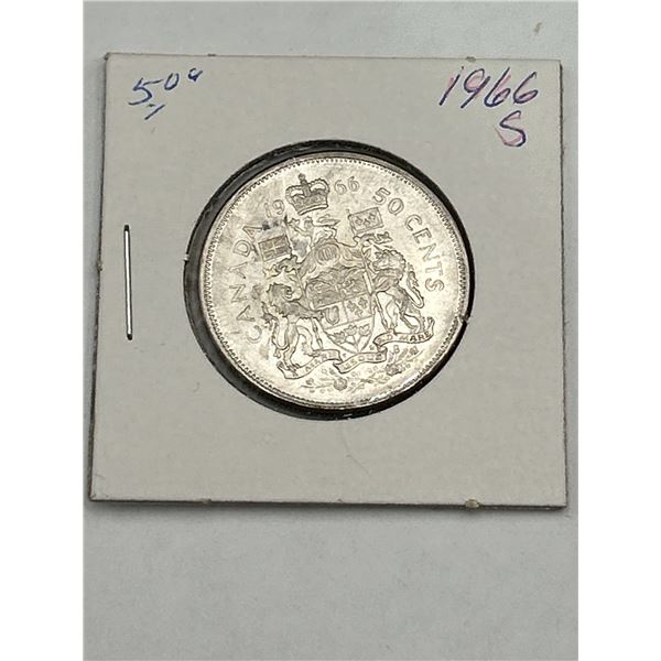 Canada 50 Cent Coin 1966 Silver cased half dollar