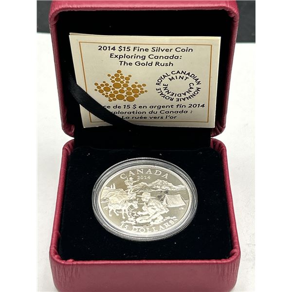 2014 Canada $15 Fine Silver Coin Gold Rush with certificate