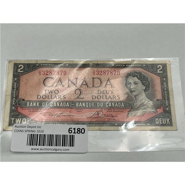1954 Bank of Canada 2 Dollar Note