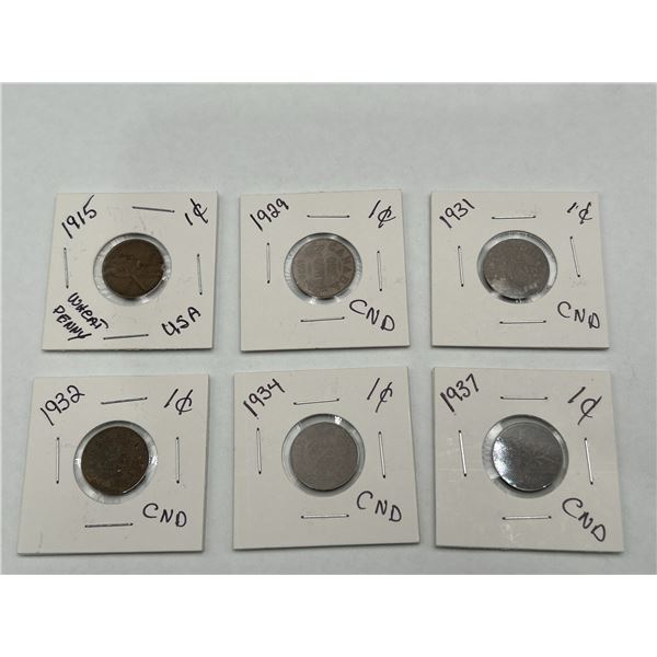 1931-1949 Canadian One Cent Coins