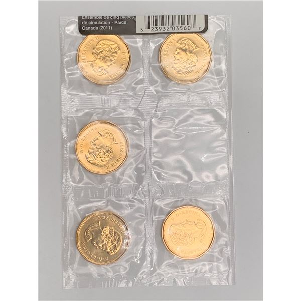 2011 Parks Canada Dollar Coin Set, Five-Coins Encased