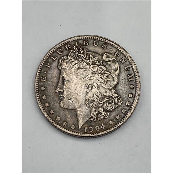1904 Morgan Silver Dollar Coin with 'S' Mint Mark