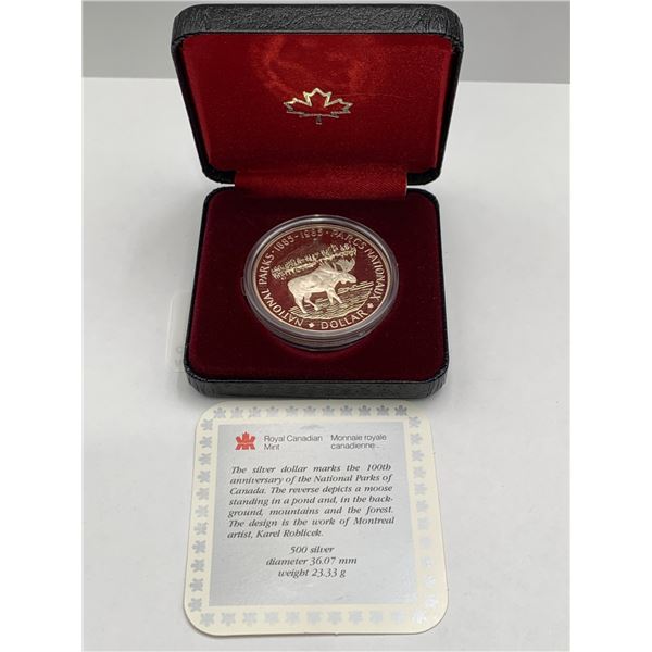 Canadian 1985 National Parks Centennial $1 Silver Coin