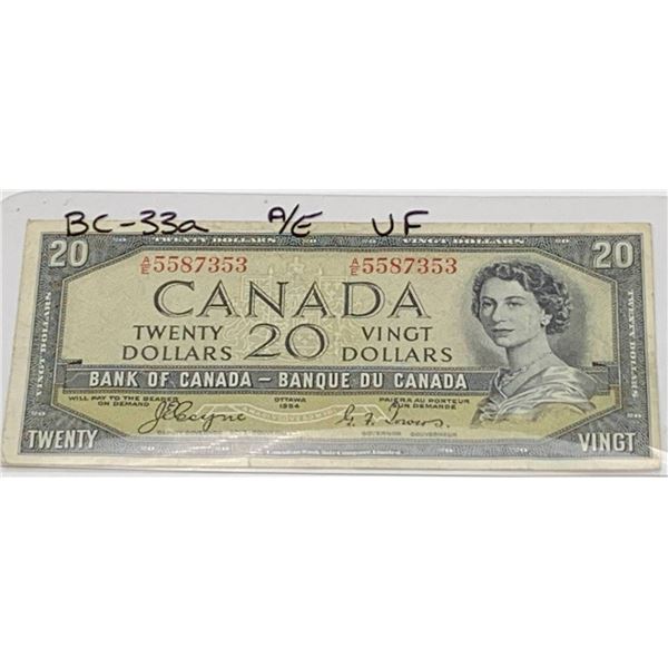 Canada Banknote BC-32a $20 1954 Modified Portrait VF (Very Fine)