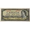 Image 2 : Canada Banknote BC-32a $20 1954 Modified Portrait VF (Very Fine)