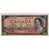 Image 1 : Canada $2 Banknote, "Devils Face" Series 1954, Serial #A1575745