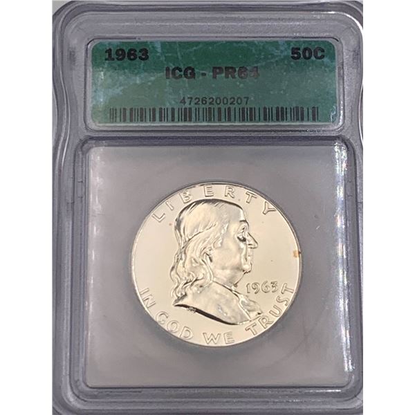 1963 ICG PR64 Franklin Half Dollar Coin