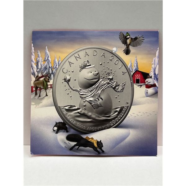 2014 Canada $20 Fine .999 Silver Coin Featuring Snowman Design