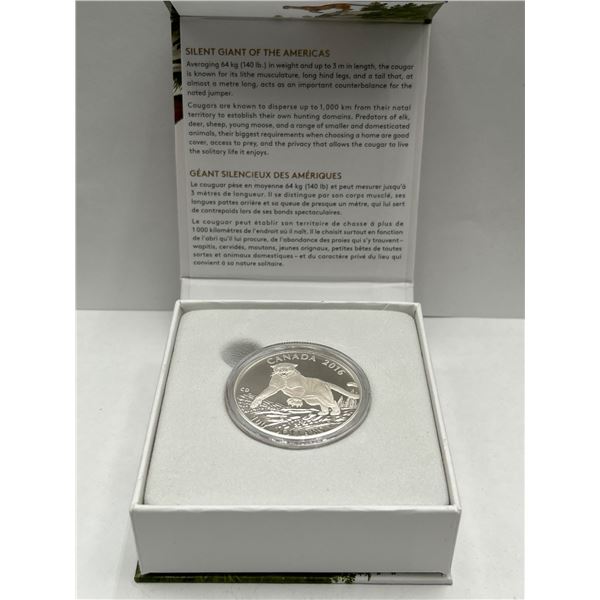 2016 Canadian $100 .999 Silver  1oz Coin – Cougar Design