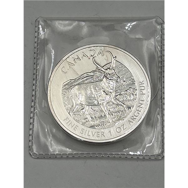 2013 Canada 1 oz Fine .999 Silver $5 Pronghorn