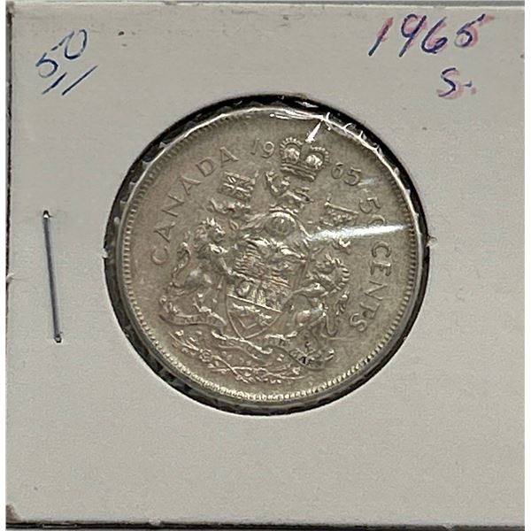 1965 Canada 50 Cents Coin Elizabeth II D.G. Regina