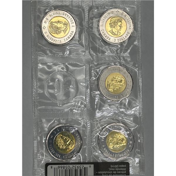 2014 Canadian Two-Dollar 'Wait For Me, Daddy' Coin Set (5-Pack)