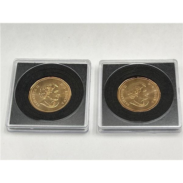 2006 Canada $1 Olympic Lucky Loonie Dollar CoinsProtective Cases Lot of 2