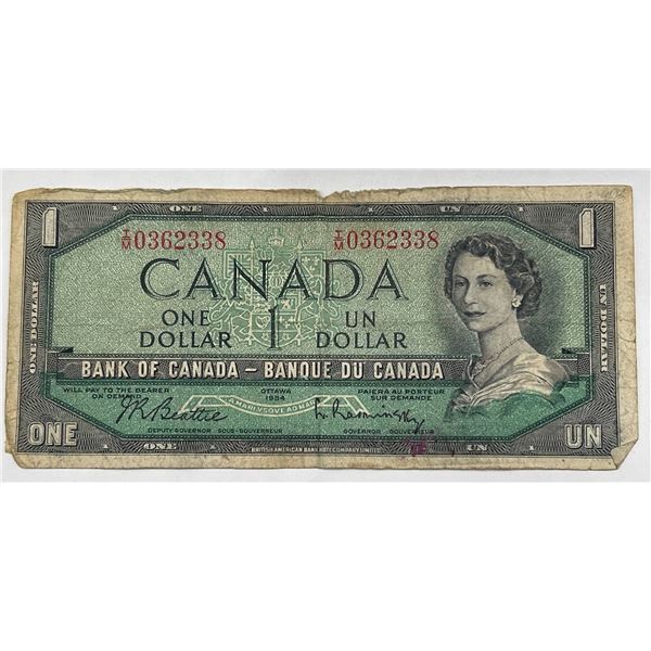 1954 Canadian One Dollar Banknote With modified hairdo