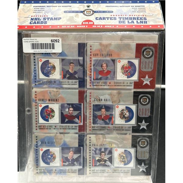 NHL Stamp Cards Set Featuring Six Players - 2002 Release