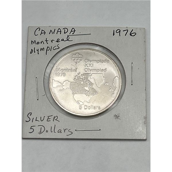 1976 Canada Montreal Olympics $5 .925 Silver Coin 24.3g