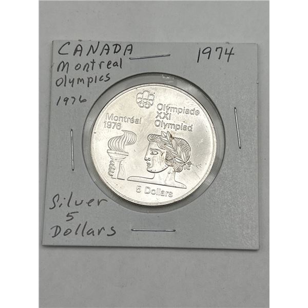 1976 Canada Montreal Olympics .925 Silver $5 Coin 24.3g