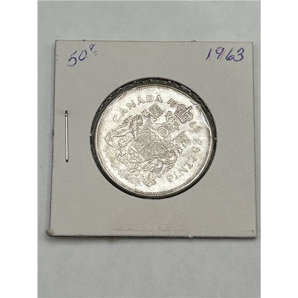 1963 Canadian 50 Cents Silver Coin, Elizabeth II