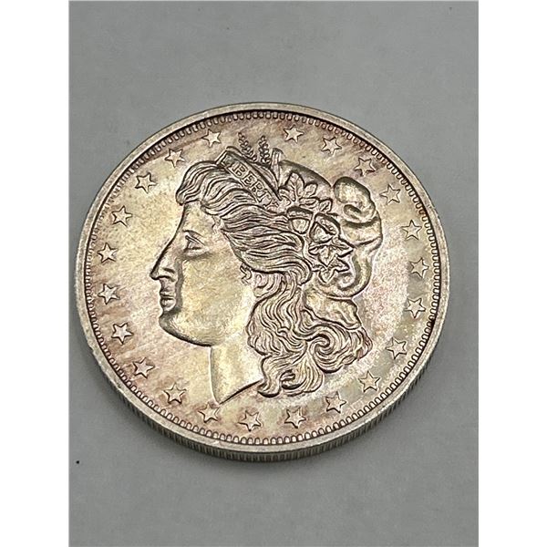 .999 Fine Silver One Troy Ounce Coin with Lady Liberty and Eagle Design