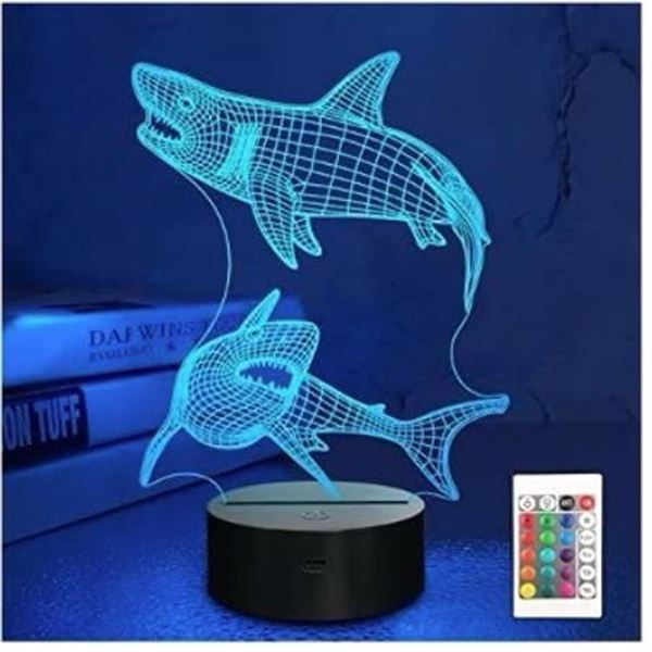 3D Illusion Shark Night Light Lamp