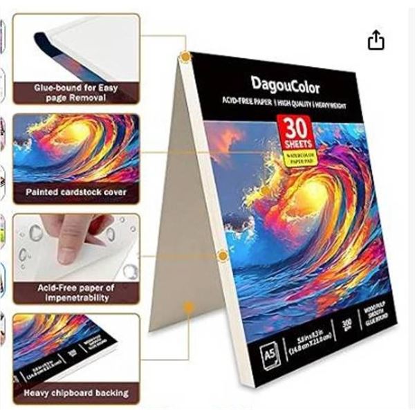 DagouColor A4 Watercolor Paper Pad, 30 Sheets