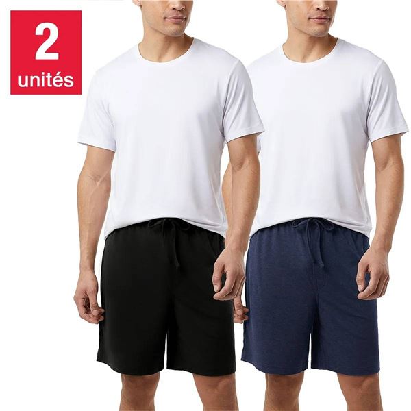 32 Degrees Men's 2-Pack Lounge Shorts, L/G,Black and Blue