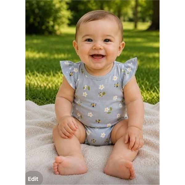 Rise Little Earthling Blue Baby Bodysuit 3-6M