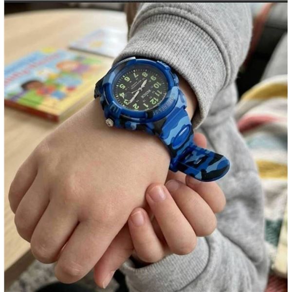 Kiddus Kids Quartz Wrist Watch Blue Camo
