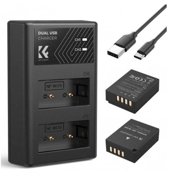 K&F Concept NP-W126 NP-W126S Battery & amp; Ch