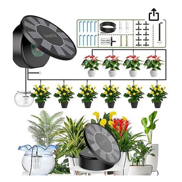 Solar Drip Irrigation System, Garden Irrigation System Kit for Outdoor,Watering System, 9 Watering T