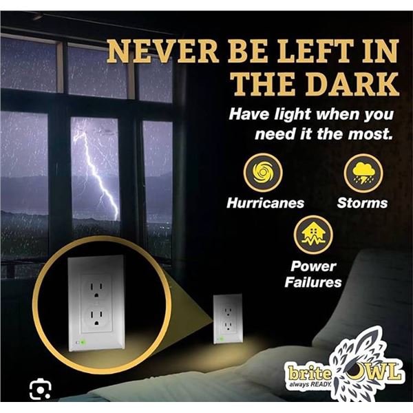 Lot of 2 -Brite Owl Lighted Outlet Cover Plates