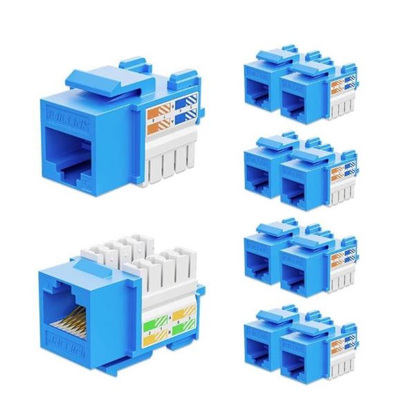 iwillink Cat6 Keystone Jack 10-Pack, RJ45 Keystone Jack, 90-Degree Ethernet Keystone Coupler, Punch 
