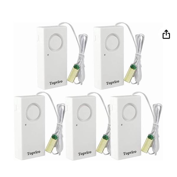 Topvico Water Leak Detector, 120dB Loud Siren, Powered by 9V Battery (not Include), Sensor Alarm for