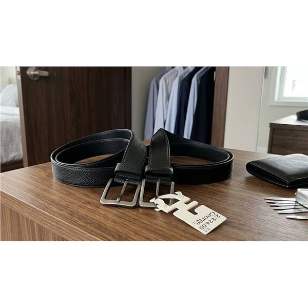 George Men's Black Belts Set of 2