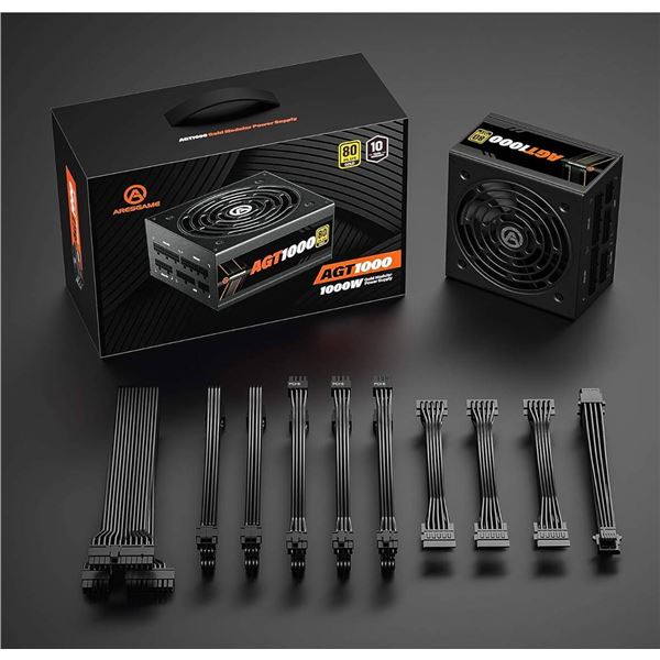 ARESGAME POWER 1000w Power Supply, Fully Modular, 80+ Gold PSU