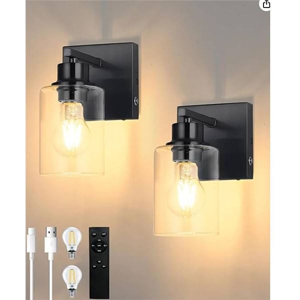 Globe Rechargeable Wall Sconces, 2-Pack