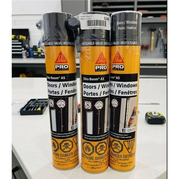 Lot of 3 - Sika Boom AS Pro Doors/Windows Foam 650g