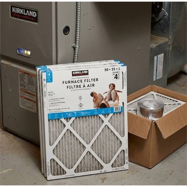 Kirkland 20x25x1 Furnace Filters, 4 Pack