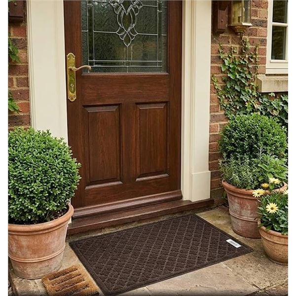 Brown Patterned Rectangular Floor Mat