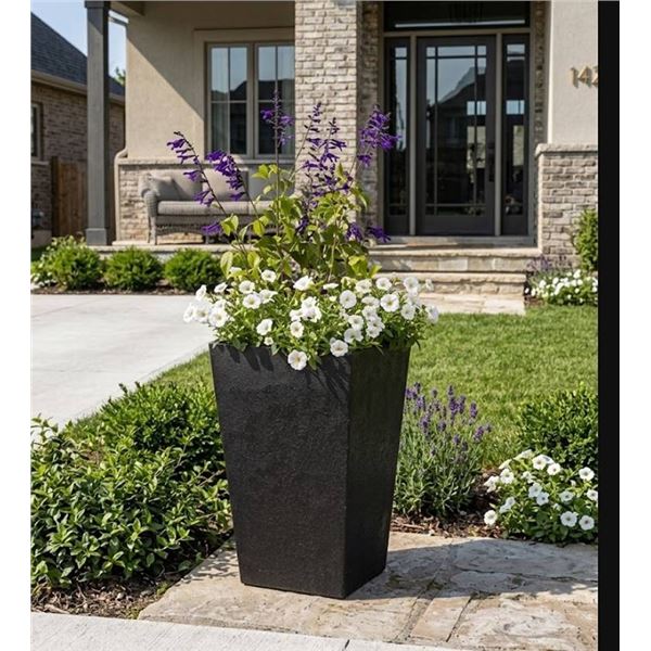 Lot of 2 - Keter Stone-Look Planter 22.5 in Black