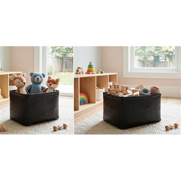 AmazonBasics Metallic Black Storage Bins, 2pc