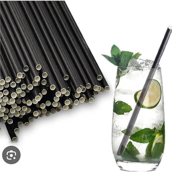 Table Accents Black Paper Straws, 2 Boxes