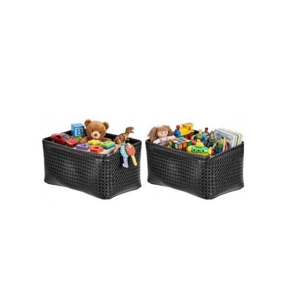 Amazon Basics Storage Bins – Metallic Black, 2-PackAccessories Not Included