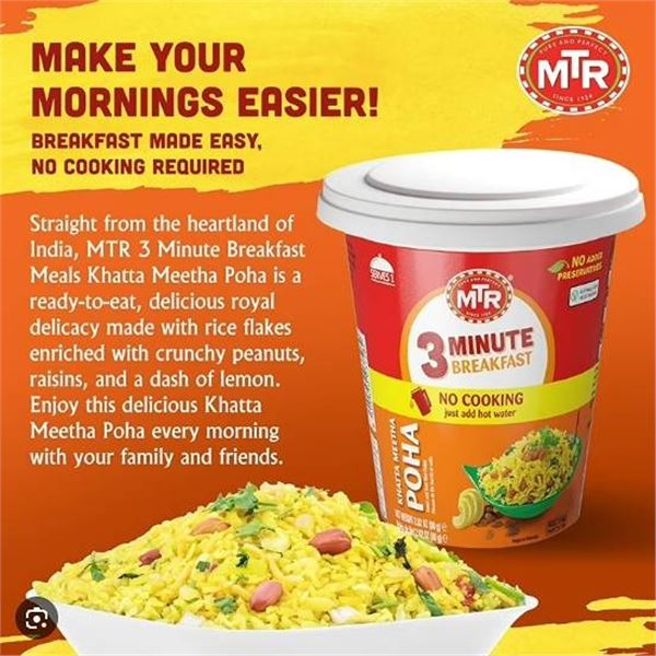 MTR 3 Minute Breakfast Poha 6 x 80g