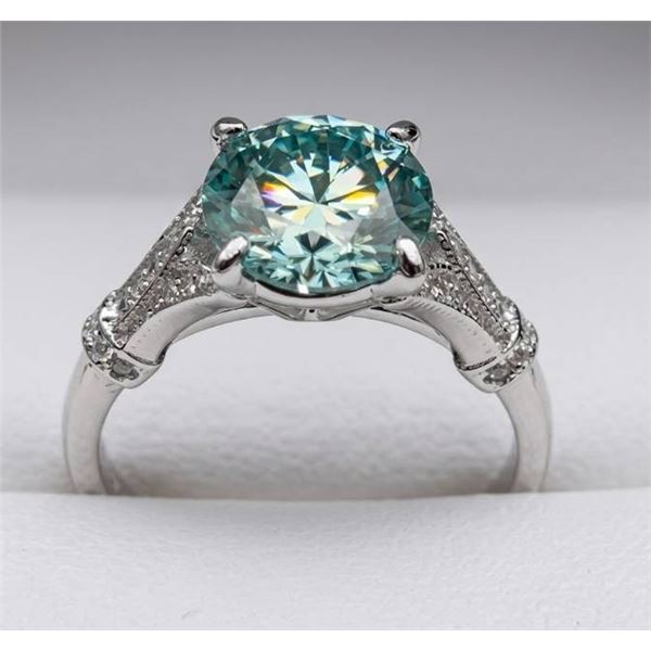 $1,850.00-3.00 CT GRA CERTIFIED ROUND BRILLIANT CUT MOISSANITE STONE VVS FANCY VIVID BLUE COLOR WITH