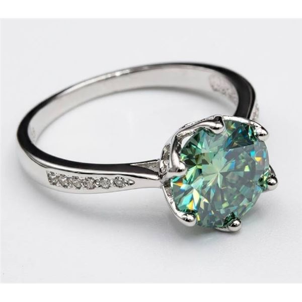 $1,800.00-3.00 CT GRA CERTIFIED ROUND BRILLIANT CUT MOISSANITE STONE VVS VIVID BLUISH GREEN COLOR WI