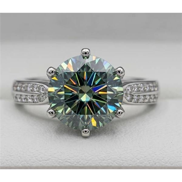 $1,800.00-3.00 CT TW GRA CERTIFIED ROUND BRILLIANT CUT MOISSANITE STONES VVS BLUE-GREEN COLOR WITH T