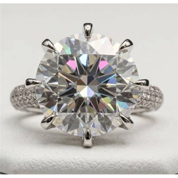$5,150.00-10.00 CT GRA CERTIFIED ROUND BRILLIANT CUT MOISSANITE STONE VVS D COLOR SET IN 8 CLAW HEAD