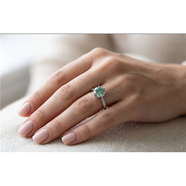 $1,800.00-3.00 CT GRA CERTIFIED ROUND BRILLIANT CUT MOISSANITE STONE VVS LIGHT BLUE COLOR WITH 12 RO