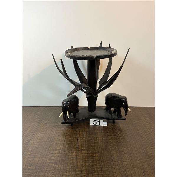 Hand-Carved Elephant Pedestal Ashtray